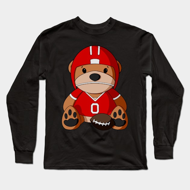 Football Player Teddy Bear Long Sleeve T-Shirt by Alisha Ober Designs